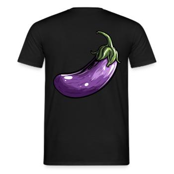 Aubergine grosse - T-shirt homme - noir - Dos - AI Model Male 178 light (178cm)