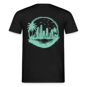 Palmen am City - Strand - Männer T-Shirt - Schwarz - Hinten - AI Model Male 178 light (178cm)
