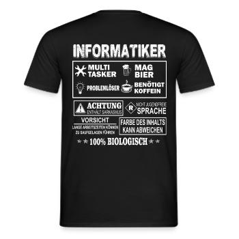 INFORMATIKER Multitasker - Männer T-Shirt - Schwarz - Hinten - AI Model Male 178 light (178cm)