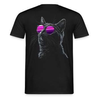 Katzenshirt - Männer T-Shirt - Schwarz - Hinten - AI Model Male 178 light (178cm)