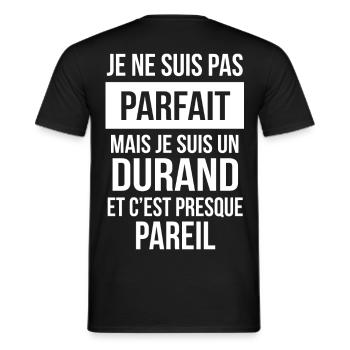 Nom de Famille - DURAND - T-shirt homme - noir - Dos - AI Model Male 178 light (178cm)