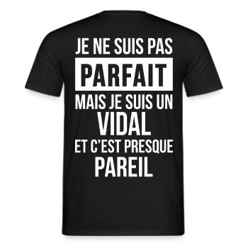 Nom de Famille - VIDAL - T-shirt homme - noir - Dos - AI Model Male 178 light (178cm)
