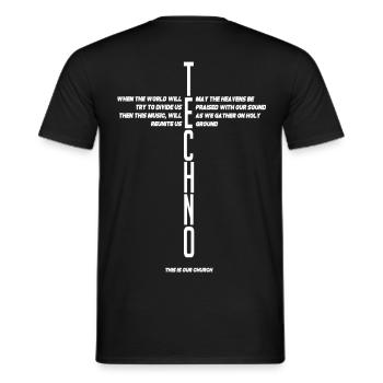 La Dynastie Outfitters - TDO - Techno Our Church - T-shirt homme - noir - Dos - AI Model Male 178 light (178cm)