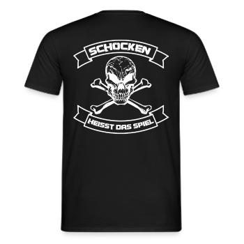 Shocking is the name of the game. Schocken gift - Men's T-Shirt - black - Back - AI Model Male 178 light (178cm)