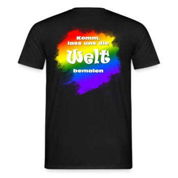 Komm, lass uns die Welt bemalen - Männer T-Shirt - Schwarz - Hinten - AI Model Male 178 light (178cm)