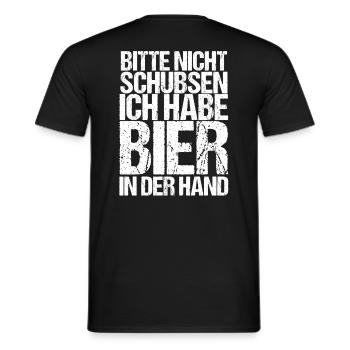 Bier Spruch Schubsen auf dem Rücken - Männer T-Shirt - Schwarz - Hinten - AI Model Male 178 light (178cm)