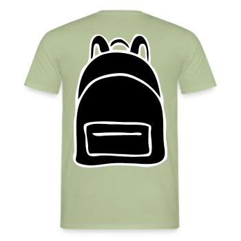 Sac à dos amusant - T-shirt homme - vert sauge - Dos - AI Model Male 178 light (178cm)