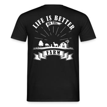 Alpaca Lama Farm Life is better on the Farm - Men's T-Shirt - black - Back - AI Model Male 178 light (178cm)