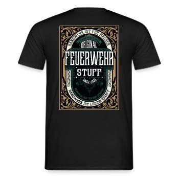 Original Feuerwehr, Robustes Handwerker-Shirt - Männer T-Shirt - Schwarz - Hinten - AI Model Male 178 light (178cm)