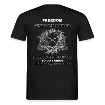 Design - Freedom | Power - Men's T-Shirt - black - Back - AI Model Male 178 light (178cm)
