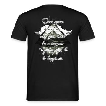 Spruch für die Person Hinter Dir Glück Berg Grafik - Männer T-Shirt - Schwarz - Hinten - AI Model Male 178 light (178cm)