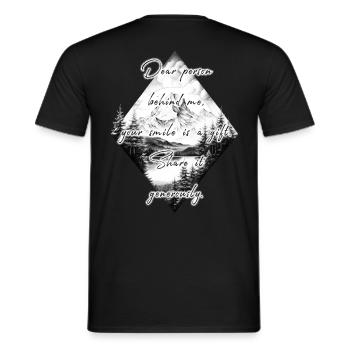 Dire pour la personne derrière vous Sourire Partager - T-shirt homme - noir - Dos - AI Model Male 178 light (178cm)