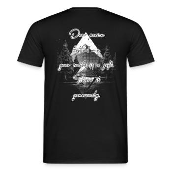 Dire pour la personne derrière vous Sourire Partager - T-shirt homme - noir - Dos - AI Model Male 178 light (178cm)