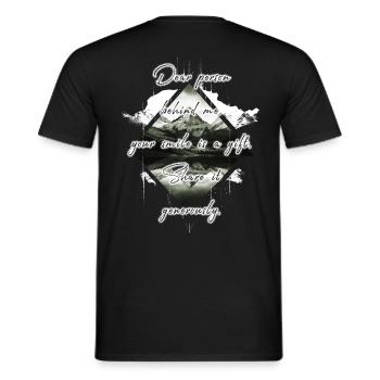Dire pour la personne derrière vous Sourire Partager - T-shirt homme - noir - Dos - AI Model Male 178 light (178cm)