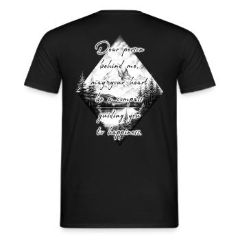Spruch für die Person Hinter Dir Glück Berg Grafik - Männer T-Shirt - Schwarz - Hinten - AI Model Male 178 light (178cm)