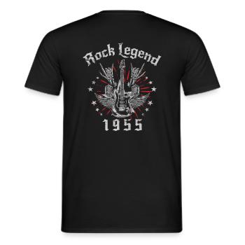 1955 Birthday Rock Legends Guitar - Men's T-Shirt - black - Back - AI Model Male 178 light (178cm)