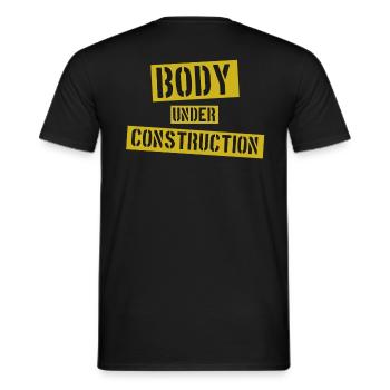Body under Construction - Men's T-Shirt - black - Back - AI Model Male 178 light (178cm)