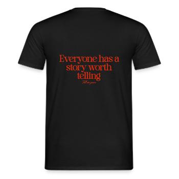 Erzähl mir deine Geschichte - Männer T-Shirt - Schwarz - Hinten - AI Model Male 178 light (178cm)