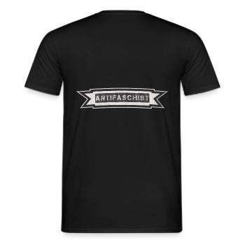 ANTIFASCHIST BANNER STOLZ DRAUF - Männer T-Shirt - Schwarz - Hinten - AI Model Male 178 light (178cm)