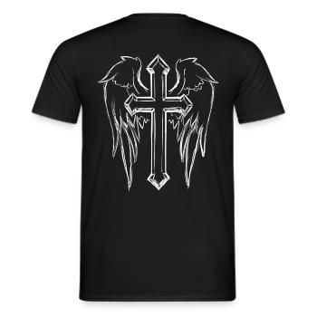ANIOŁ SKRZYDŁA ŚWIĘTE NIEBO - T-shirt męski - czarny - Tył - AI Model Male 178 light (178cm)