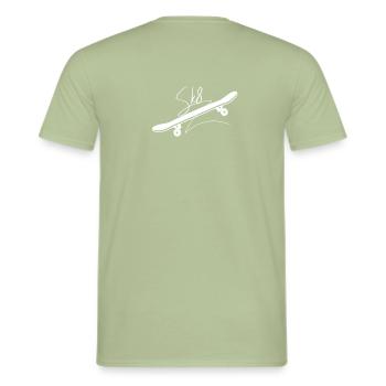 Skateboard - Männer T-Shirt - Sage - Hinten - AI Model Male 178 light (178cm)