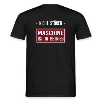 MASCHINE IST IN BETRIEB - Handwerker, Fitness Gym - Männer T-Shirt - Schwarz - Hinten - AI Model Male 178 light (178cm)