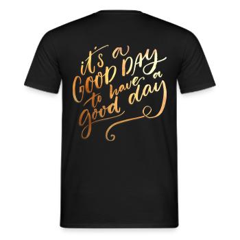 Typography Good Day - Men's T-Shirt - black - Back - AI Model Male 178 light (178cm)