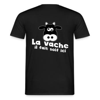 la vache il fait soif ici - T-shirt homme - noir - Dos - AI Model Male 178 light (178cm)