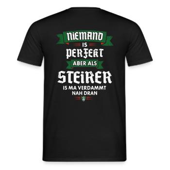 NIEMAND PERFEKT STEIRER LUSTIG STEIERMARK GESCHENK - Männer T-Shirt - Schwarz - Hinten - AI Model Male 178 light (178cm)
