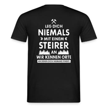 LEG DICH NIEMALS MIT EINEM STEIRER AN GESCHENK - Männer T-Shirt - Schwarz - Hinten - AI Model Male 178 light (178cm)