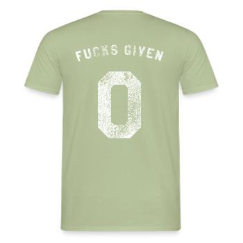 Zero Fucks Given IDC IDK IDGAF I dont Give A Fuck - Männer T-Shirt - Sage - Hinten - AI Model Male 178 light (178cm)