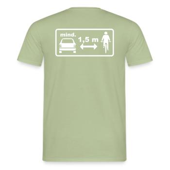 Fahrradfahrer Abstand Halten Mindestabstand - Männer T-Shirt - Sage - Hinten - AI Model Male 178 light (178cm)