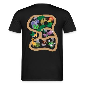Spielteppich Safari Afrika Track Rückenmassage - Männer T-Shirt - Schwarz - Hinten - AI Model Male 178 light (178cm)