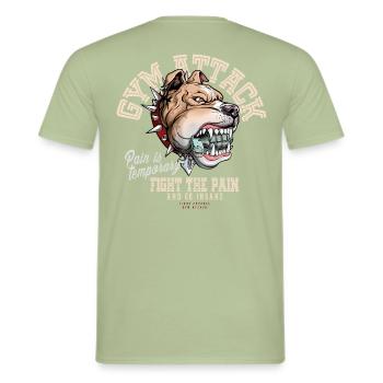 Gym Attack - Men's T-Shirt - sage - Back - AI Model Male 178 light (178cm)