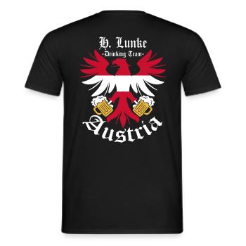 Sauf Trikot Österreich Drinking Team, H. Lunke - Männer T-Shirt - Schwarz - Hinten - AI Model Male 178 light (178cm)