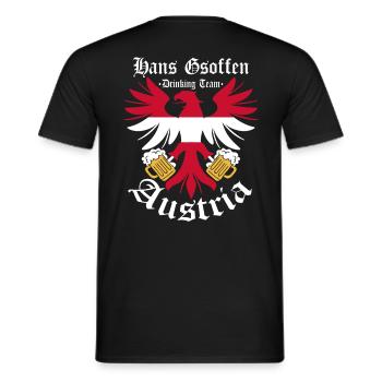 Sauf Trikot Österreich Drinking Team, Hans Gsoffen - Männer T-Shirt - Schwarz - Hinten - AI Model Male 178 light (178cm)