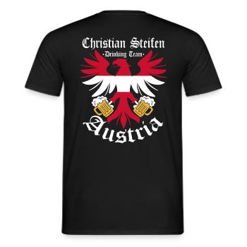 Sauf Trikot Österreich Drinking Team, Christian - Männer T-Shirt - Schwarz - Hinten - AI Model Male 178 light (178cm)