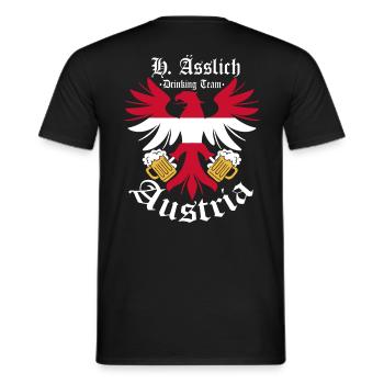 Sauf Trikot Österreich Drinking Team, H. Ässlich - Männer T-Shirt - Schwarz - Hinten - AI Model Male 178 light (178cm)
