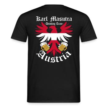 Sauf Trikot Österreich Drinking Team, Karl Masutra - Männer T-Shirt - Schwarz - Hinten - AI Model Male 178 light (178cm)