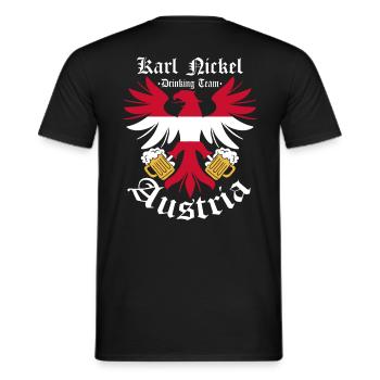Sauf Trikot Österreich Drinking Team, Karl Nickel - Männer T-Shirt - Schwarz - Hinten - AI Model Male 178 light (178cm)