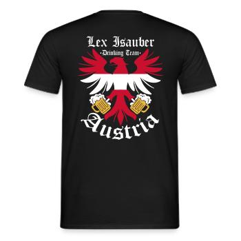 Sauf Trikot Österreich Drinking Team, Lex Isauber - Männer T-Shirt - Schwarz - Hinten - AI Model Male 178 light (178cm)