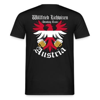 Sauf Trikot Österreich Drinking Team, Willfried - Männer T-Shirt - Schwarz - Hinten - AI Model Male 178 light (178cm)