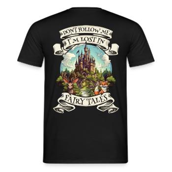 Fairy Tale Animals Motif Saying Castle - Men's T-Shirt - black - Back - AI Model Male 178 light (178cm)