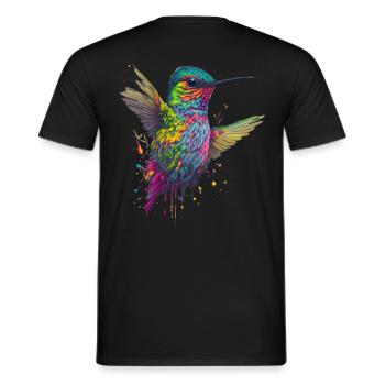 Color Explosion Hummingbird Artwork - Men's T-Shirt - black - Back - AI Model Male 178 light (178cm)