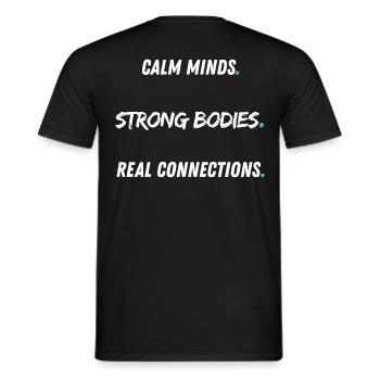 Calm Minds Strong Bodies - Men's T-Shirt - black - Back - AI Model Male 178 light (178cm)
