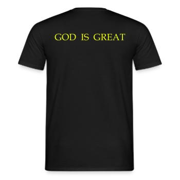 God is great Backprint in gelb - Männer T-Shirt - Schwarz - Hinten - AI Model Male 178 light (178cm)