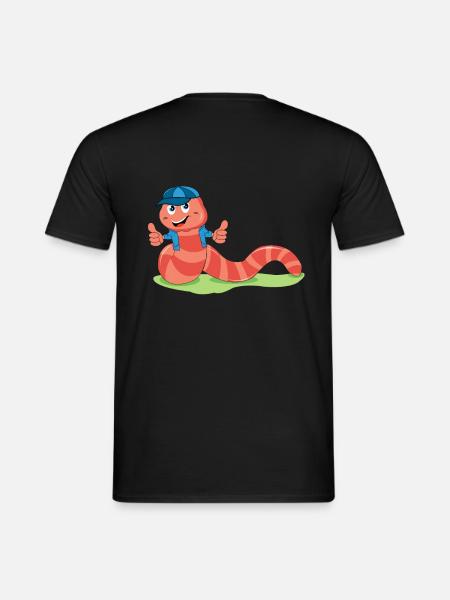 Rosa Wurm - Cooler Regenwurm mit Kappe - Männer T-Shirt - Schwarz