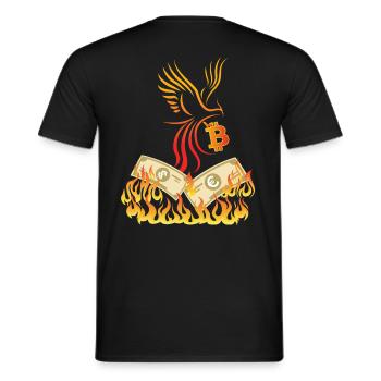 Bitcoin BTC & Phönix - Blockchain Satoshi Nakamoto - Männer T-Shirt - Schwarz - Hinten - AI Model Male 178 light (178cm)