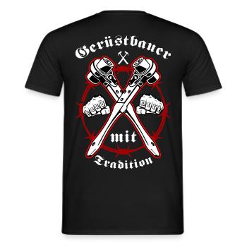 Gerüstbauer Shirt mit Ratsche - Männer T-Shirt - Schwarz - Hinten - AI Model Male 178 light (178cm)
