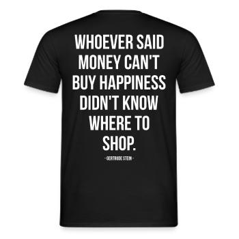 Wo kann man einkaufen? - Männer T-Shirt - Schwarz - Hinten - AI Model Male 178 light (178cm)